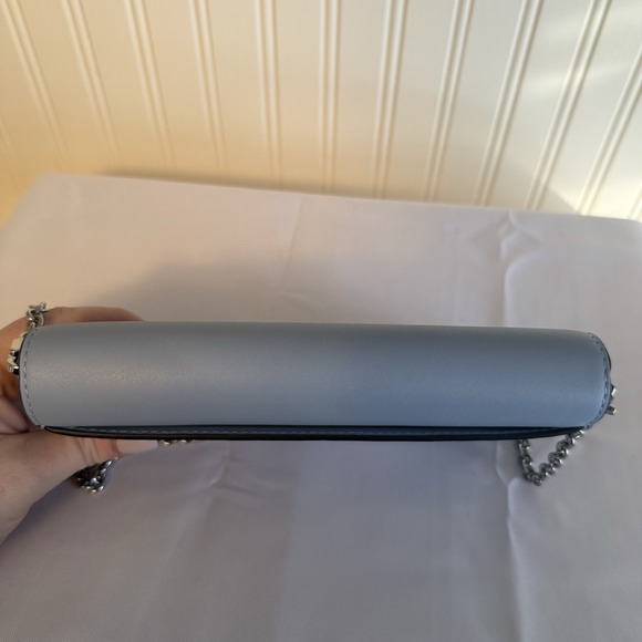 Lauren Ralph Lauren Light Baby Blue Leather Adair Wallet Chain Crossbody Bag - Picture 5 of 16